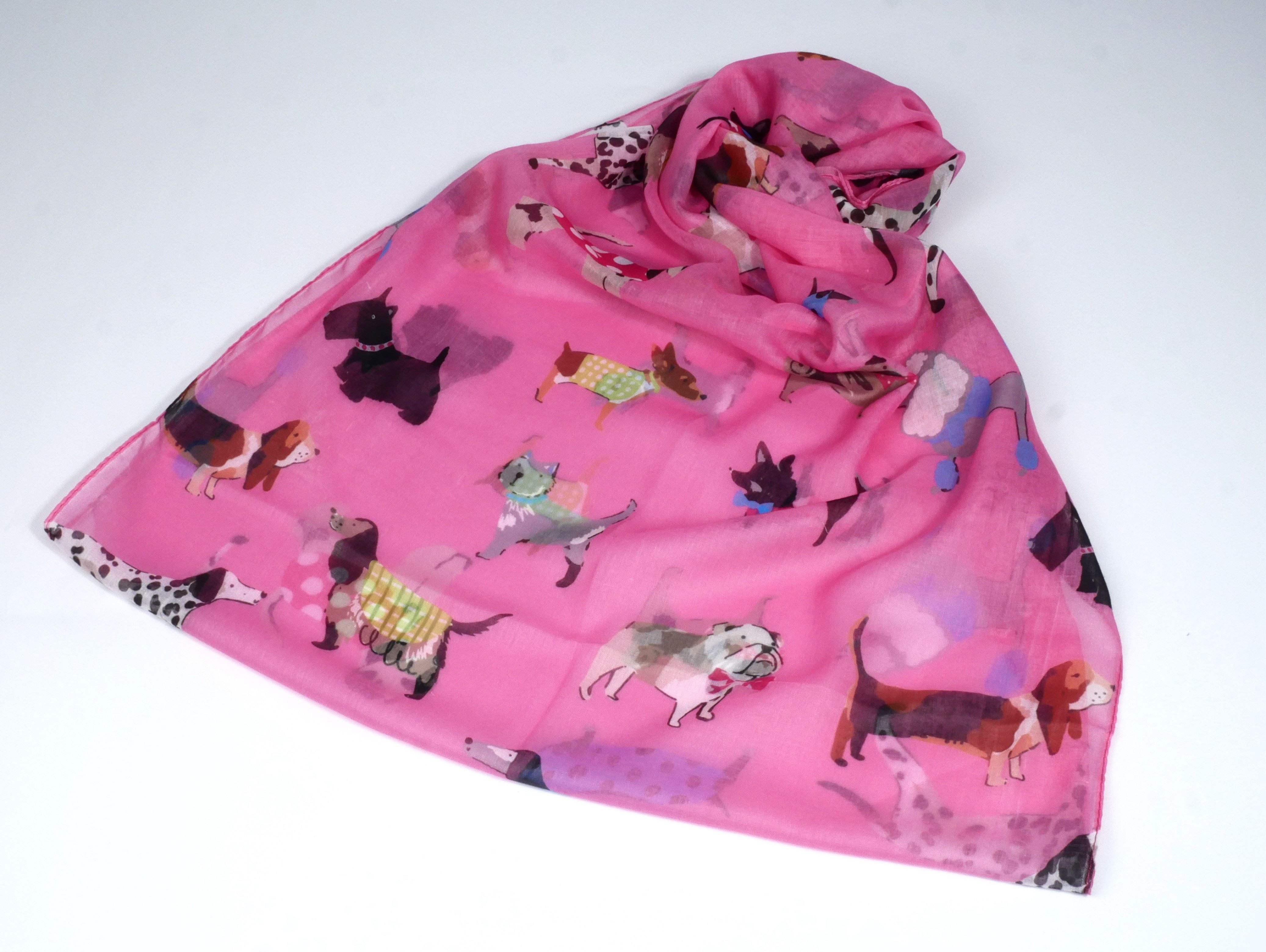 Loop Hunde pink Viskose