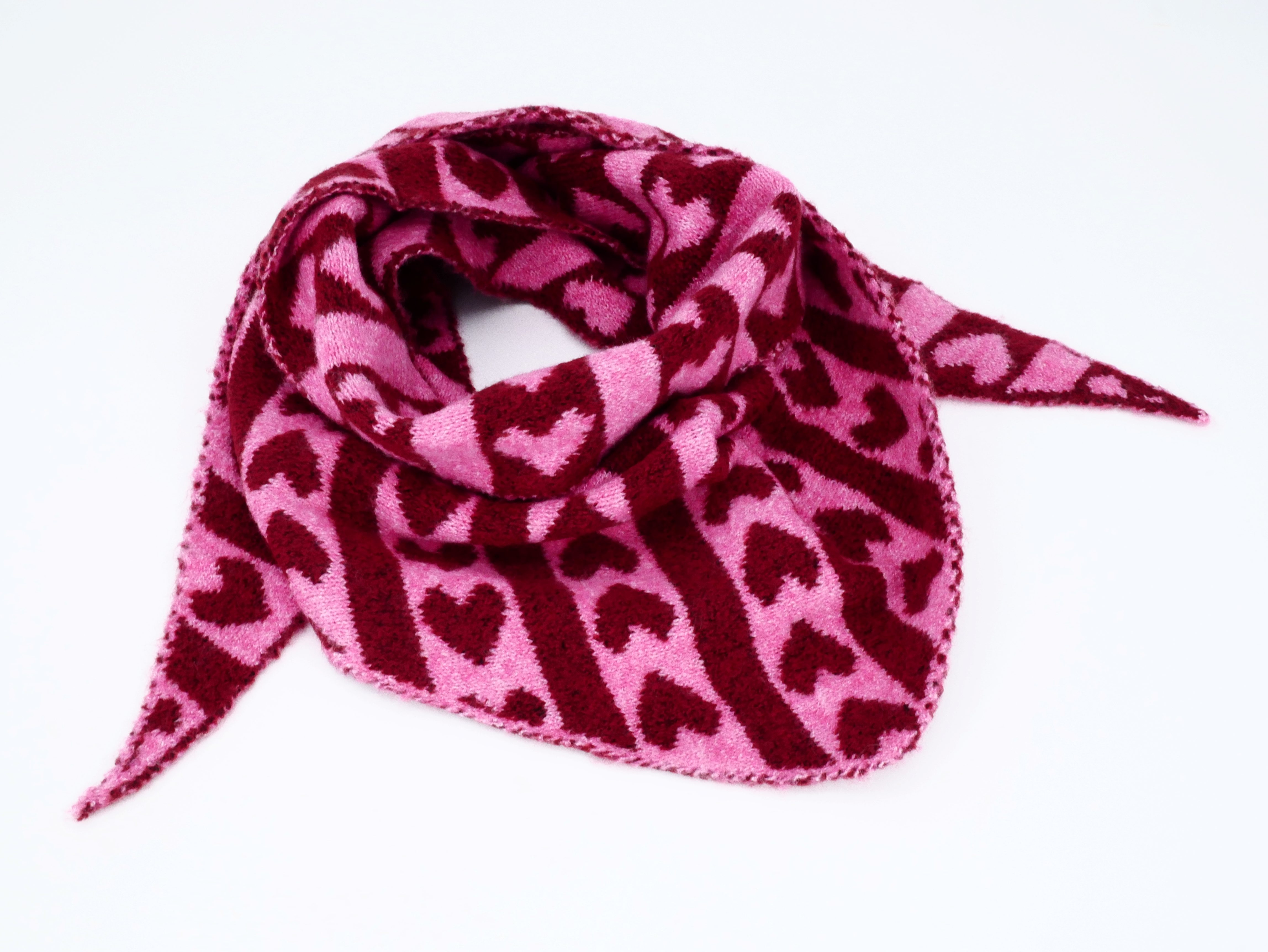 Winter Dreiecktuch Herz pink gestreift
