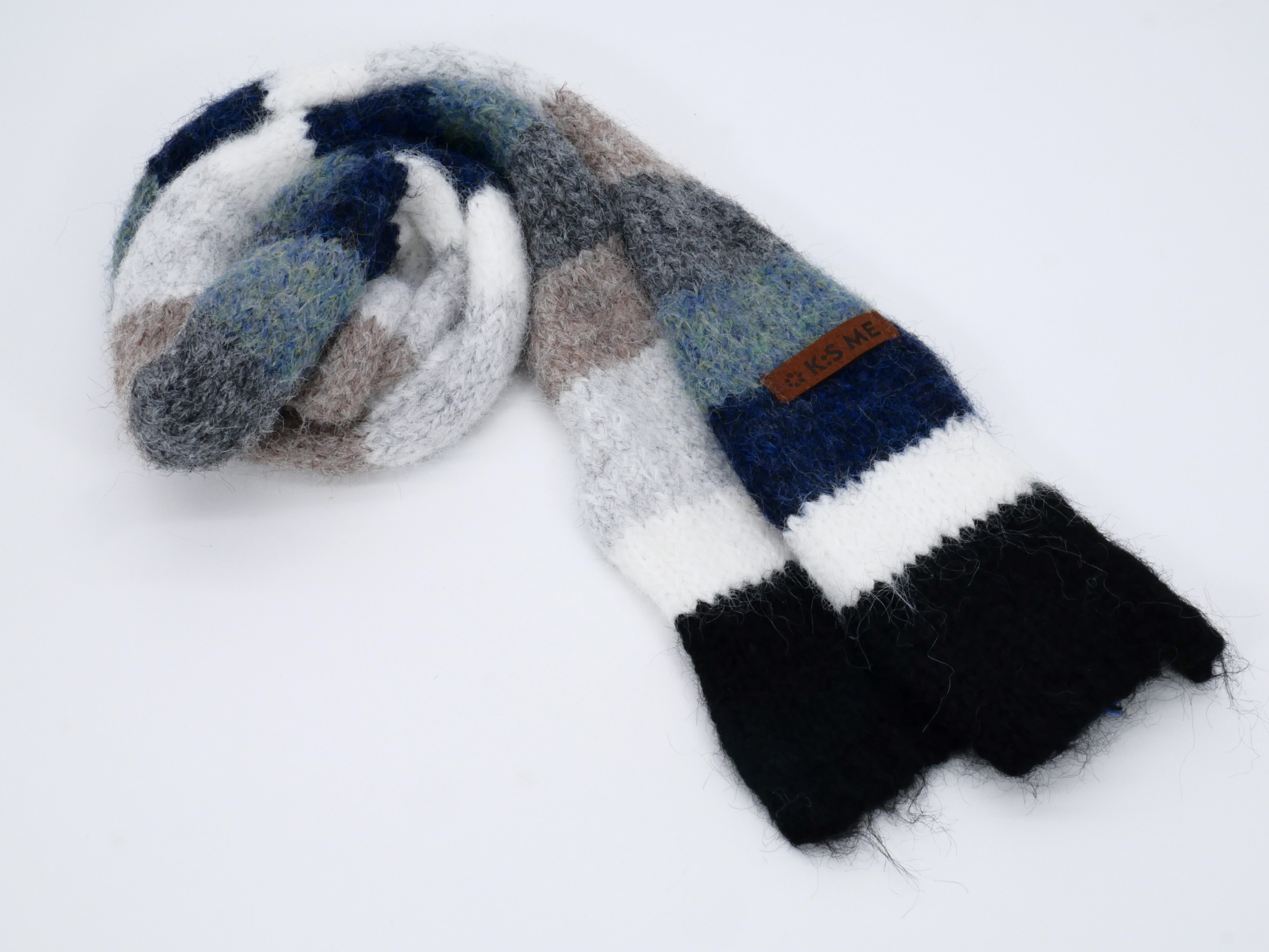 Winterschal Streifen blau